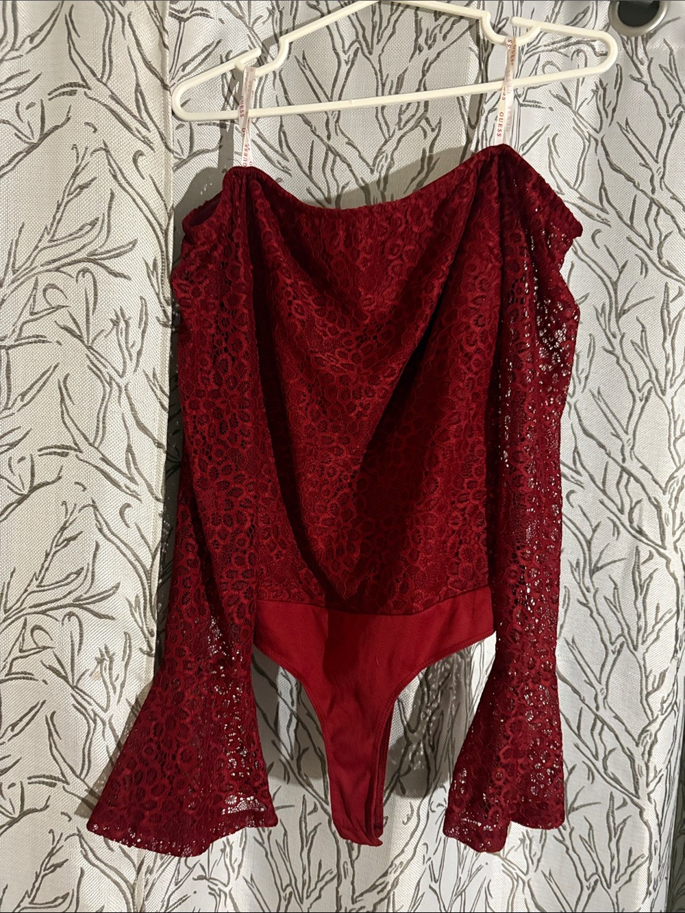 G by Guess Burgundy Lace Bodysuit